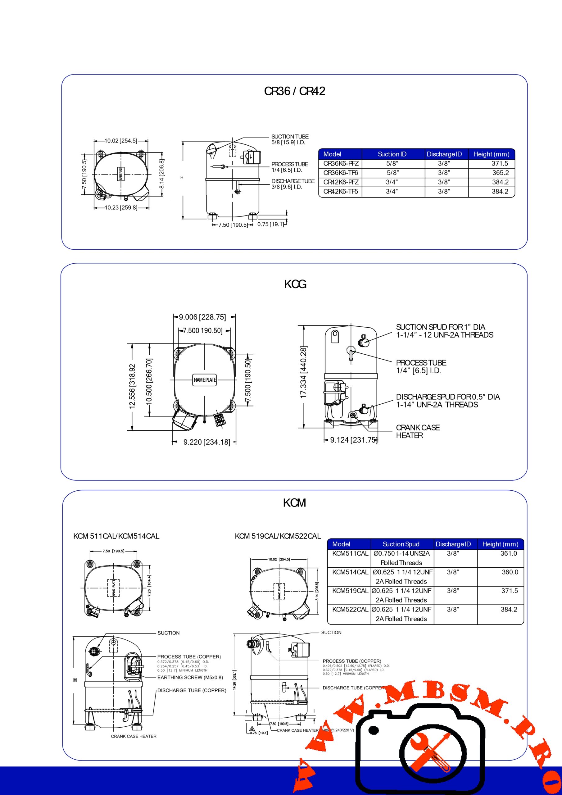 Copeland KCE444HAG hermetic compressor mbsmpro