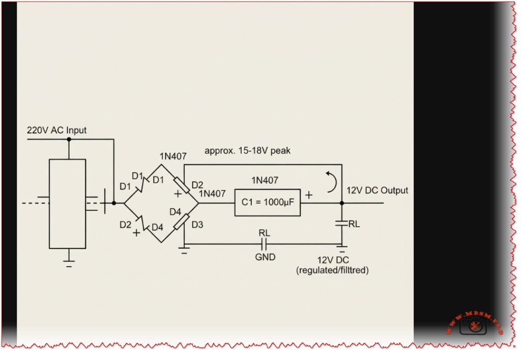 220V AC to 12V DC Bridge Rectifier Circuit 4 220V AC to 12V DC Bridge Rectifier Circuit mbsmpro