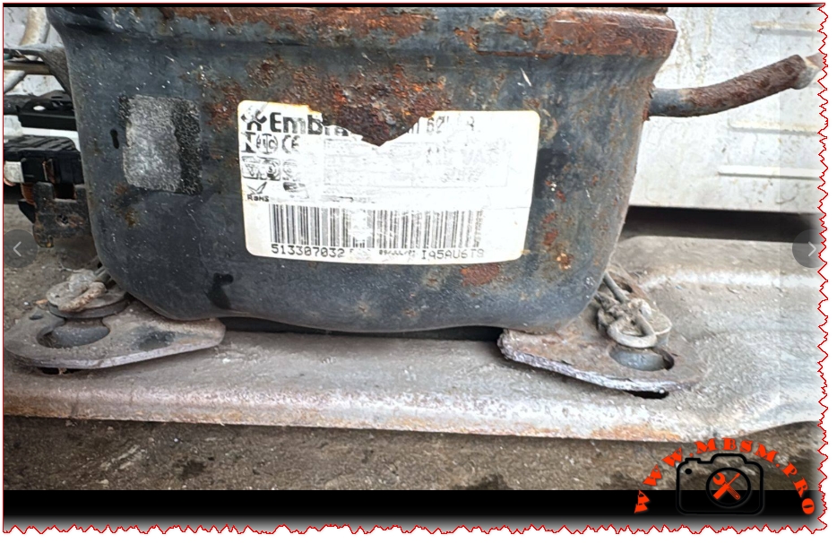 Compressor, EMI 62UHR, 1/5 HP, Embraco, R134a, 140 W, 2.0 A, 127V, MBP, RSIR, Medium Back Pressure mbsmpro